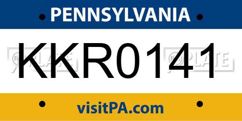 KKR0141 Pennsylvania License Plate