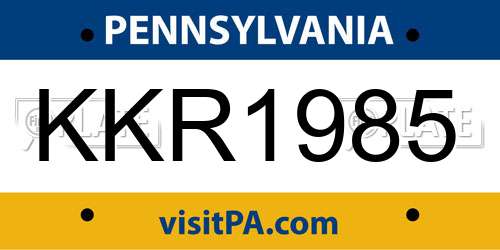 KKR1985 Pennsylvania License Plate