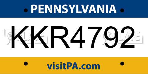 KKR4792 Pennsylvania License Plate
