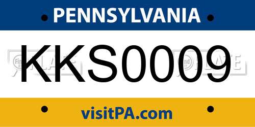 KKS0009 Pennsylvania License Plate
