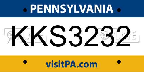 KKS3232 Pennsylvania License Plate