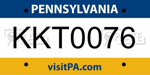 KKT0076 Pennsylvania License Plate