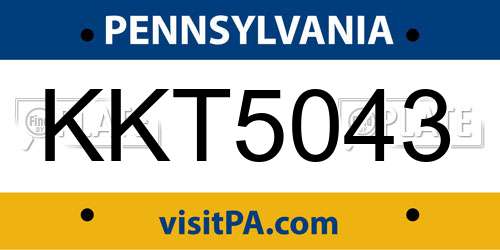 KKT5043 Pennsylvania License Plate