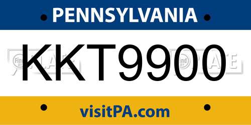 KKT9900 Pennsylvania License Plate