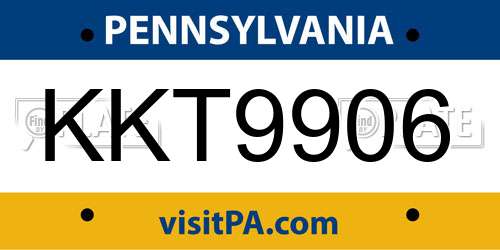 KKT9906 Pennsylvania License Plate