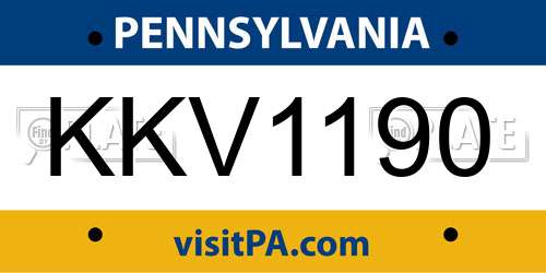 KKV1190 Pennsylvania License Plate