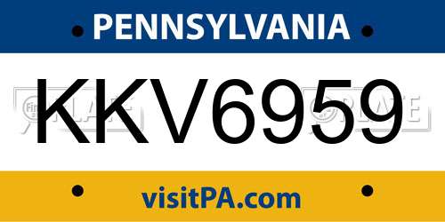 KKV6959 Pennsylvania License Plate