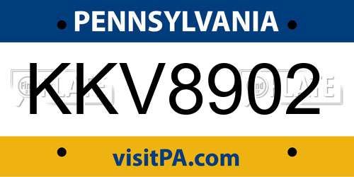 KKV8902 Pennsylvania License Plate