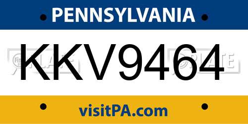 KKV9464 Pennsylvania License Plate