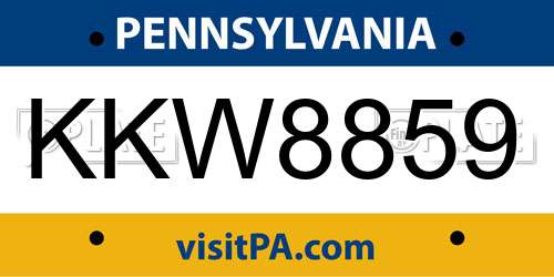 KKW8859 Pennsylvania License Plate