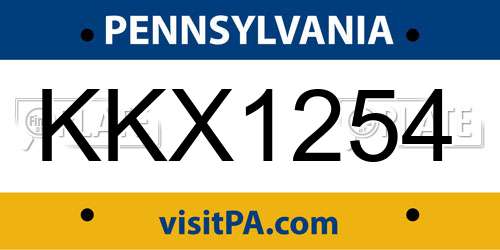 KKX1254 Pennsylvania License Plate