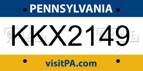 KKX2149 Pennsylvania License Plate