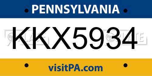 KKX5934 Pennsylvania License Plate