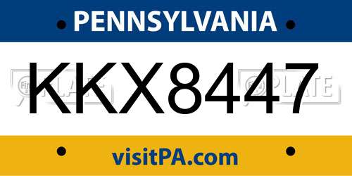 KKX8447 Pennsylvania License Plate