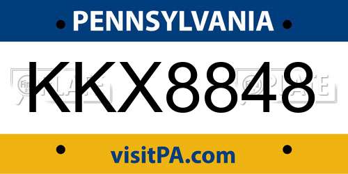KKX8848 Pennsylvania License Plate