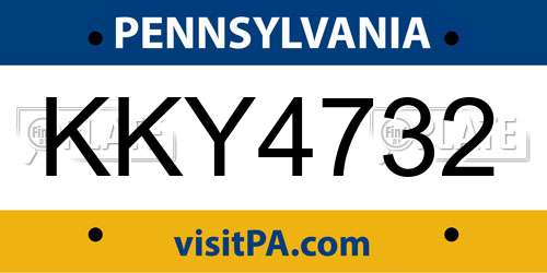 KKY4732 Pennsylvania License Plate