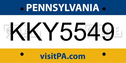 KKY5549 Pennsylvania License Plate