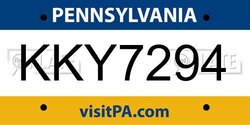 KKY7294 Pennsylvania License Plate