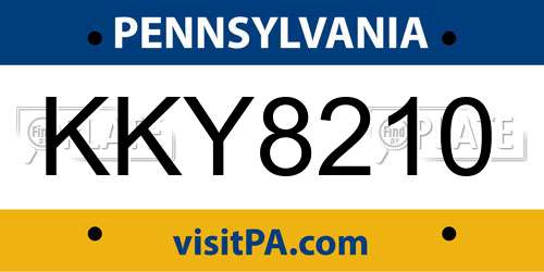 KKY8210 Pennsylvania License Plate