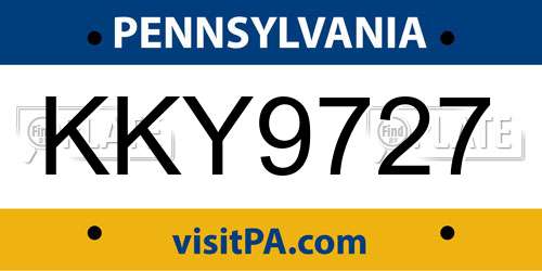 KKY9727 Pennsylvania License Plate