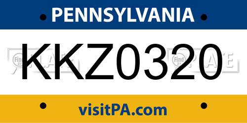 KKZ0320 Pennsylvania License Plate