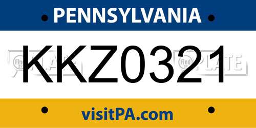 KKZ0321 Pennsylvania License Plate