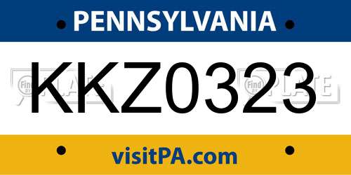 KKZ0323 Pennsylvania License Plate