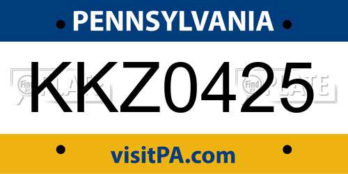 KKZ0425 Pennsylvania License Plate