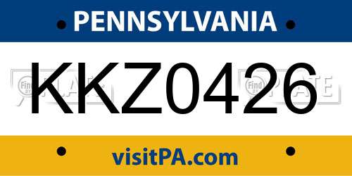 KKZ0426 Pennsylvania License Plate