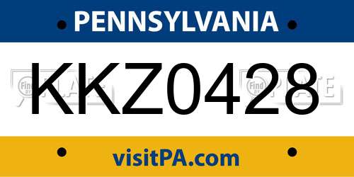 KKZ0428 Pennsylvania License Plate