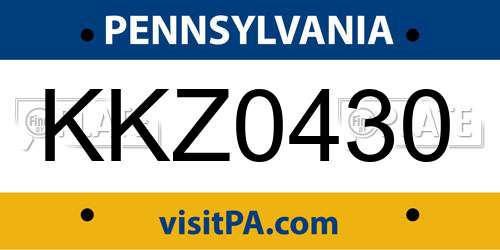 KKZ0430 Pennsylvania License Plate