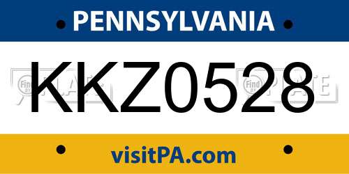 KKZ0528 Pennsylvania License Plate