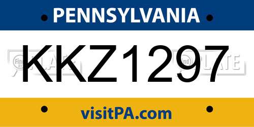 KKZ1297 Pennsylvania License Plate