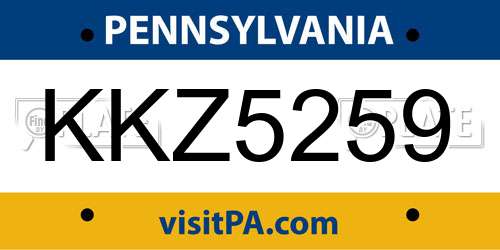 KKZ5259 Pennsylvania License Plate