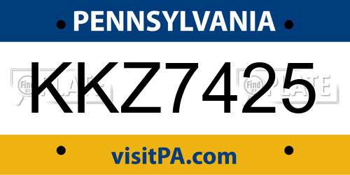 KKZ7425 Pennsylvania License Plate