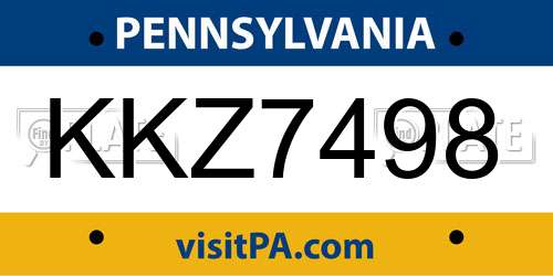 KKZ7498 Pennsylvania License Plate