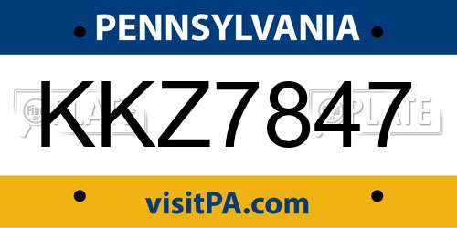 KKZ7847 Pennsylvania License Plate