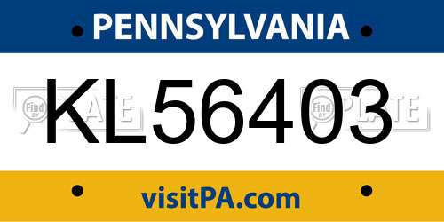 KL56403 Pennsylvania License Plate