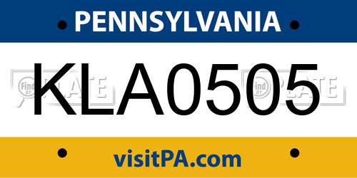 KLA0505 Pennsylvania License Plate