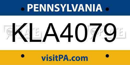 KLA4079 Pennsylvania License Plate