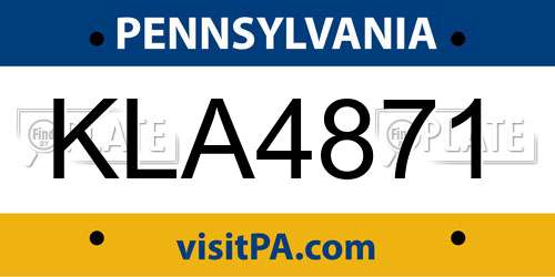 KLA4871 Pennsylvania License Plate