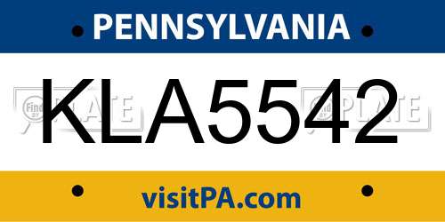 KLA5542 Pennsylvania License Plate
