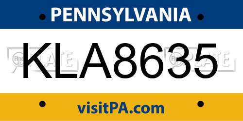 KLA8635 Pennsylvania License Plate
