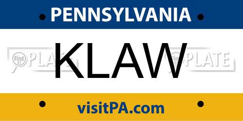 KLAW Pennsylvania License Plate