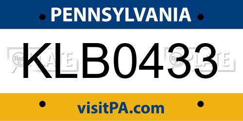KLB0433 Pennsylvania License Plate