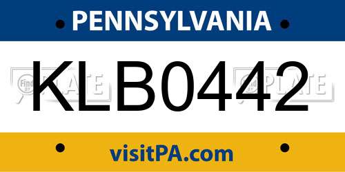 KLB0442 Pennsylvania License Plate