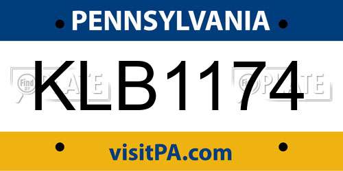 KLB1174 Pennsylvania License Plate