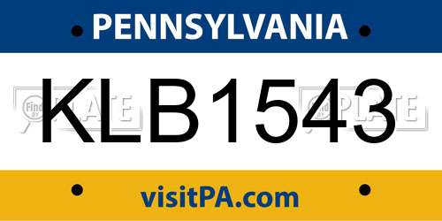 KLB1543 Pennsylvania License Plate
