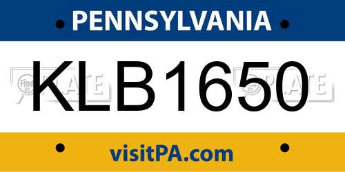 KLB1650 Pennsylvania License Plate