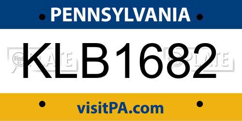 KLB1682 Pennsylvania License Plate